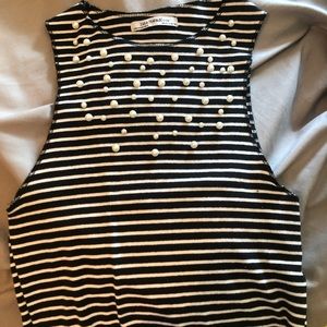 ZARA stripes and pearls crop top